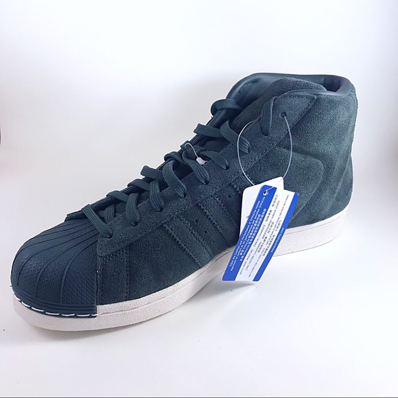 Men's Adidas-Pro-BZ0214-Hi-Tops Dark Green Size 9 - Picture 2 of 6